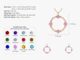 Open Circle Pink Tourmaline Necklace in 14k Solid Gold