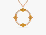 Open Circle Citrine Necklace in 14k Solid Gold