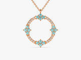 Open Circle Aqumarine Necklace in 14k Solid Gold
