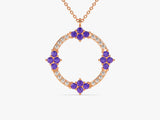 Open Circle Amethyst Necklace in 14k Solid Gold