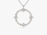 Open Circle Diamond Birthstone Necklace in 14k Solid Gold