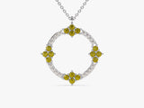 Open Circle Peridot Necklace in 14k Solid Gold