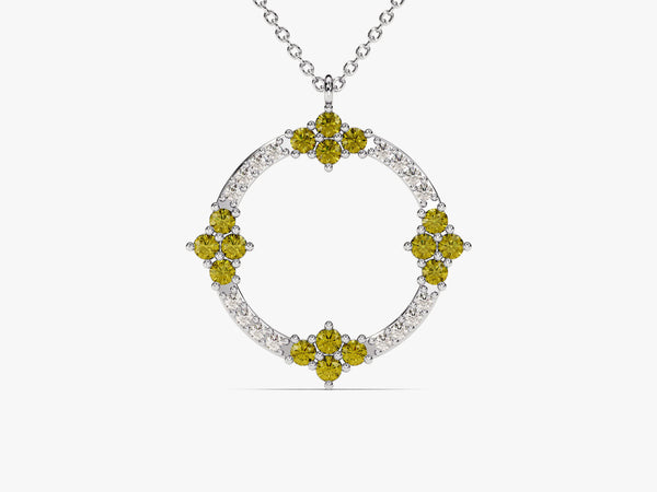 Open Circle Peridot Necklace in 14k Solid Gold