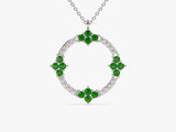 Open Circle Emerald Necklace in 14k Solid Gold