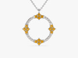 Open Circle Citrine Necklace in 14k Solid Gold