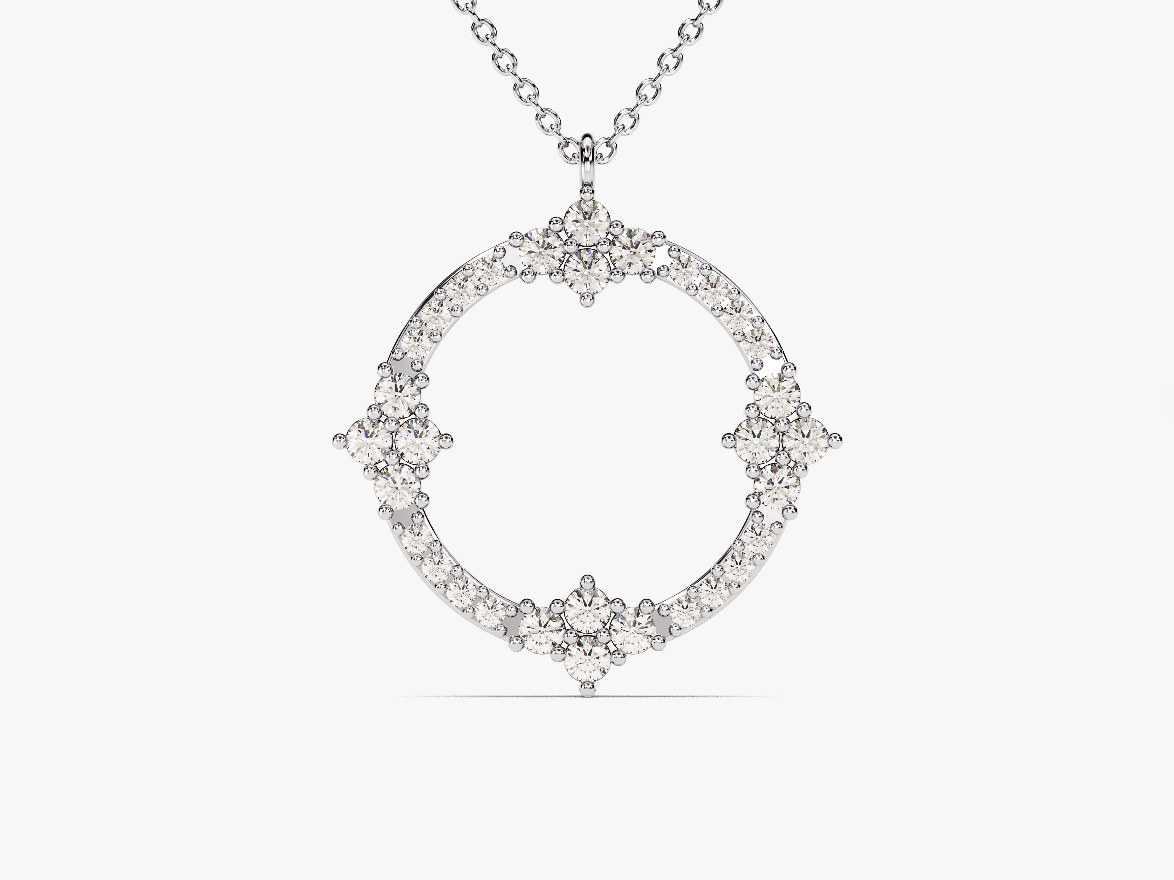 Diamond circle pendant necklace, fine jewelry, elegant design