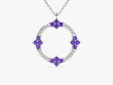 Open Circle Amethyst Necklace in 14k Solid Gold