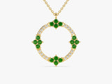 Open Circle Emerald Necklace in 14k Solid Gold