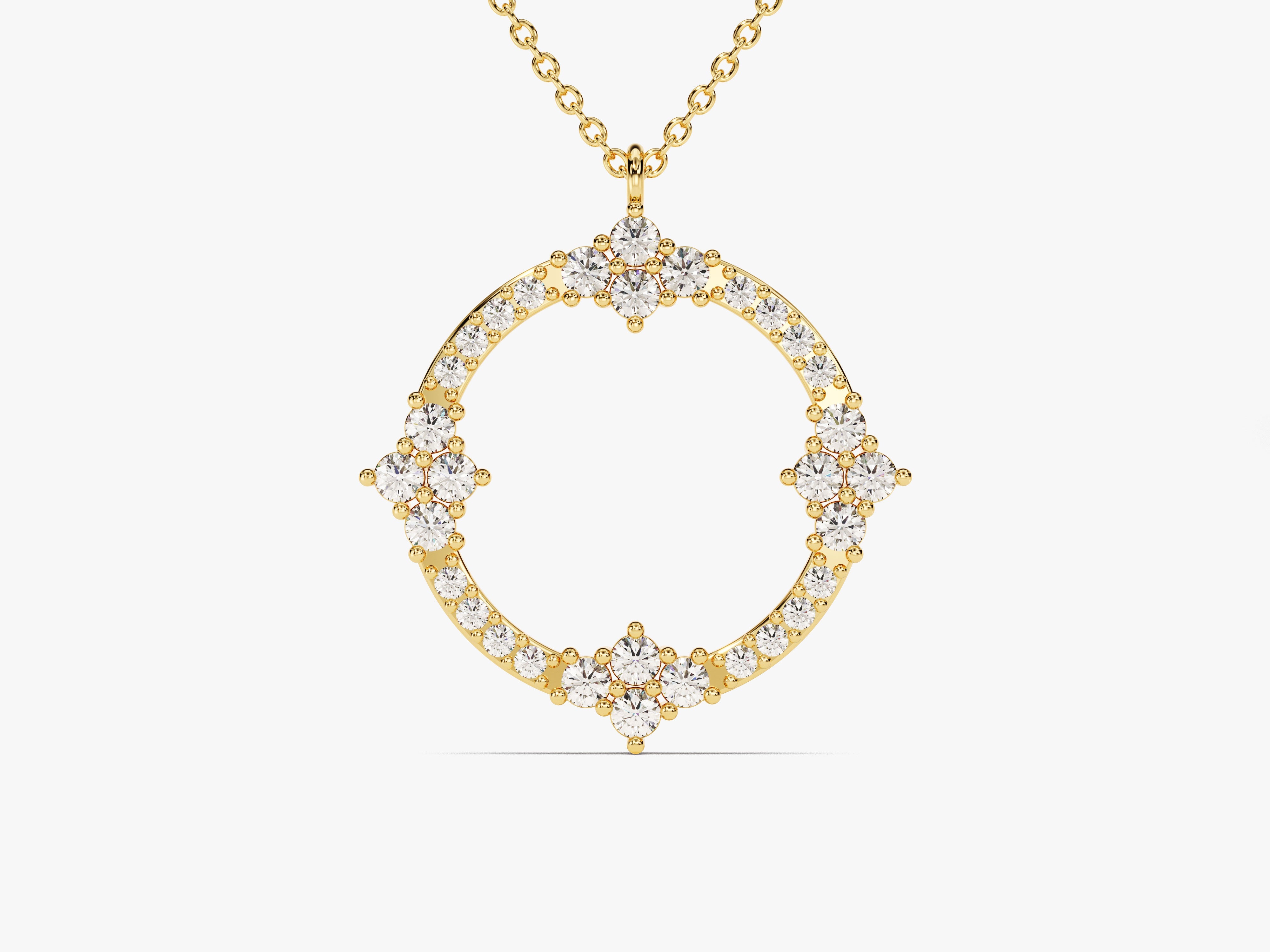 Gold diamond circle pendant necklace for jewelry firm