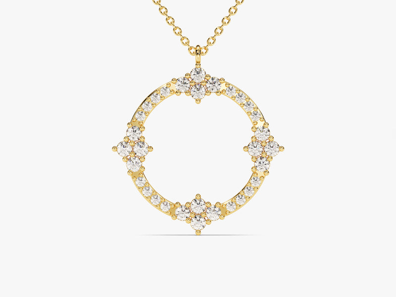 Diamond Circle Necklace in 14k Solid Gold