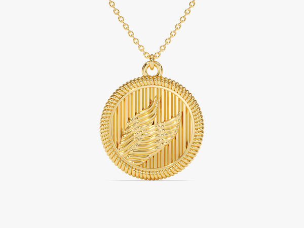 Wings Coin Necklace in 14k Solid Gold