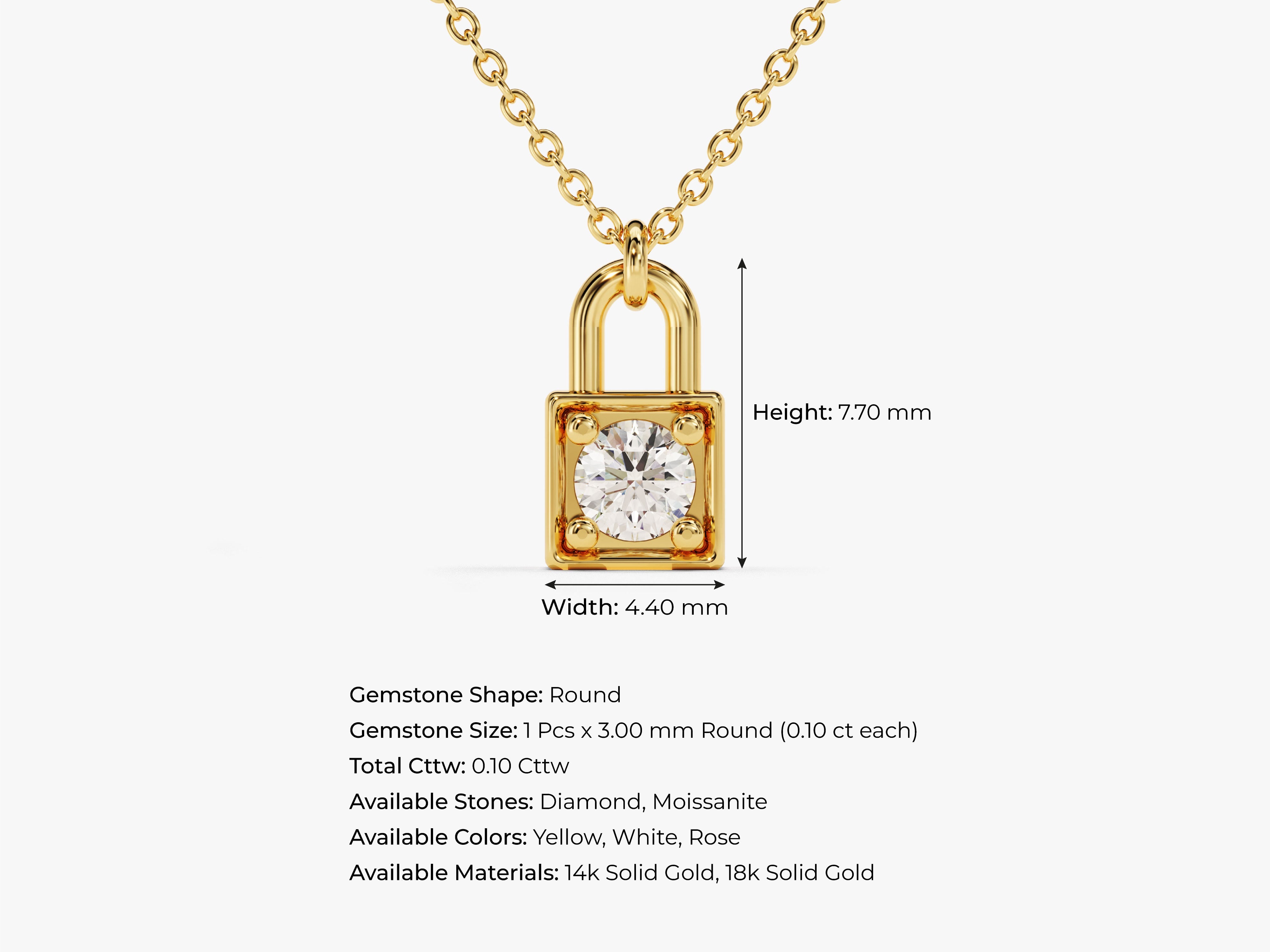 Gold padlock necklace with diamond gemstone