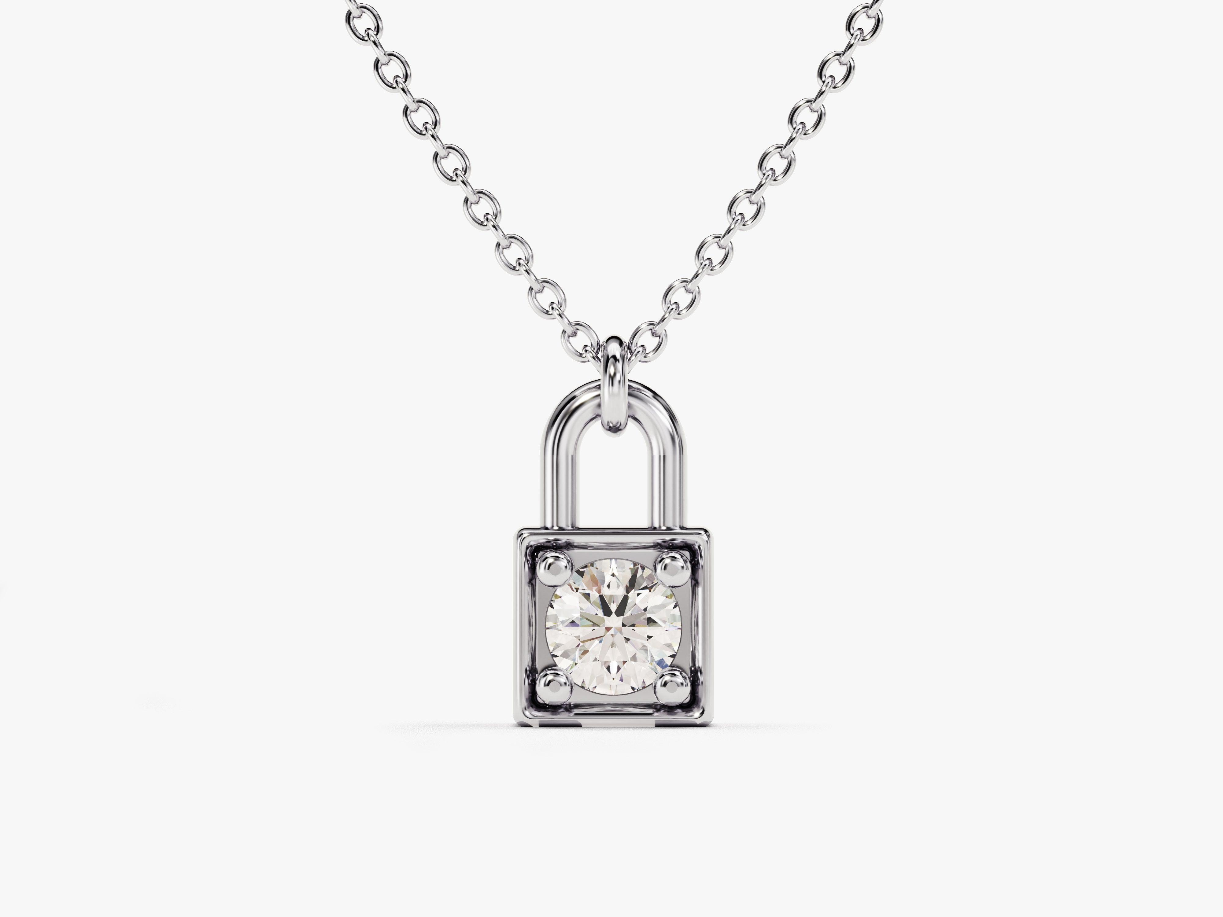 Diamond padlock necklace, fine jewelry for her