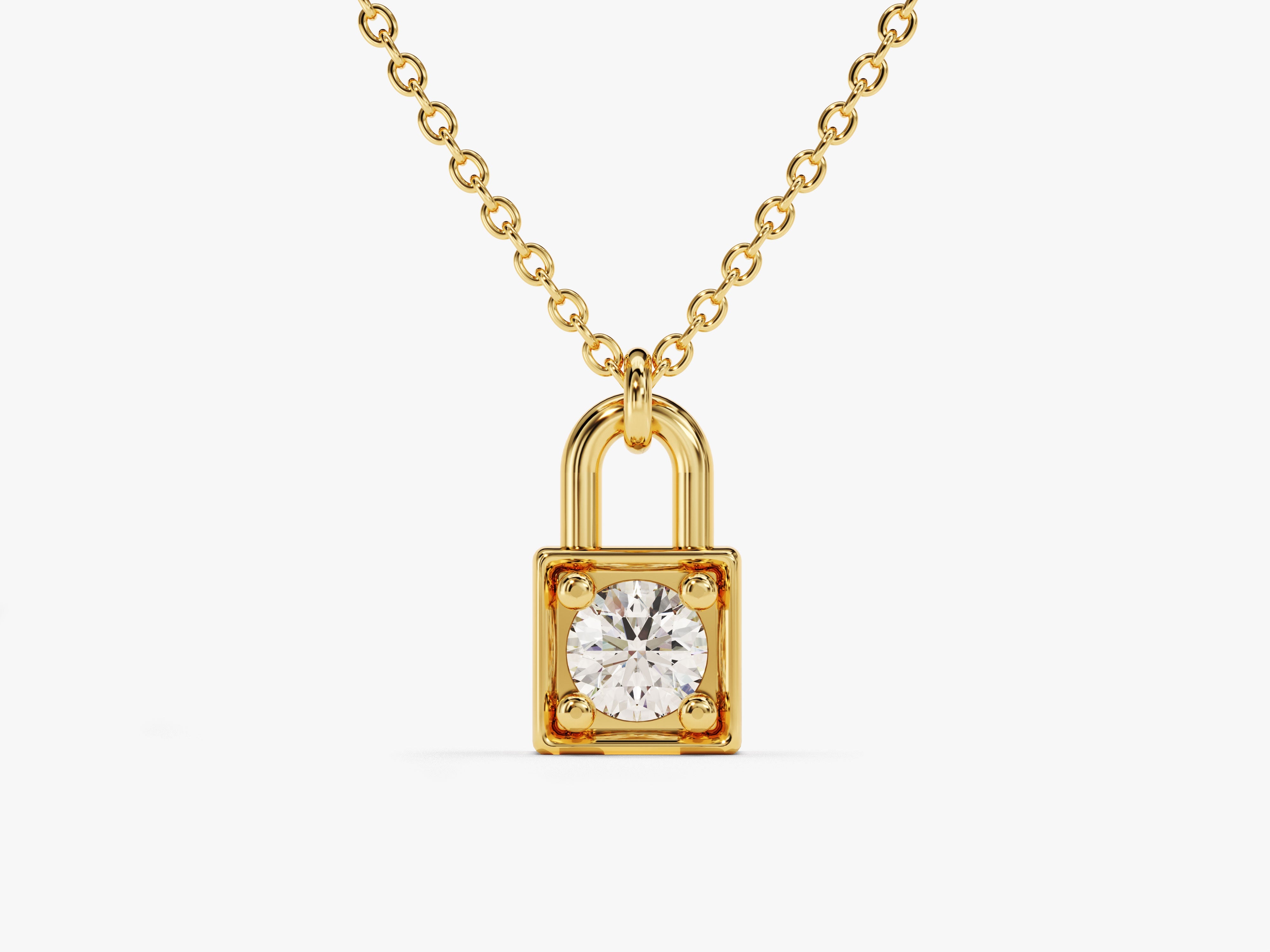 Gold padlock necklace with diamond pendant jewelry