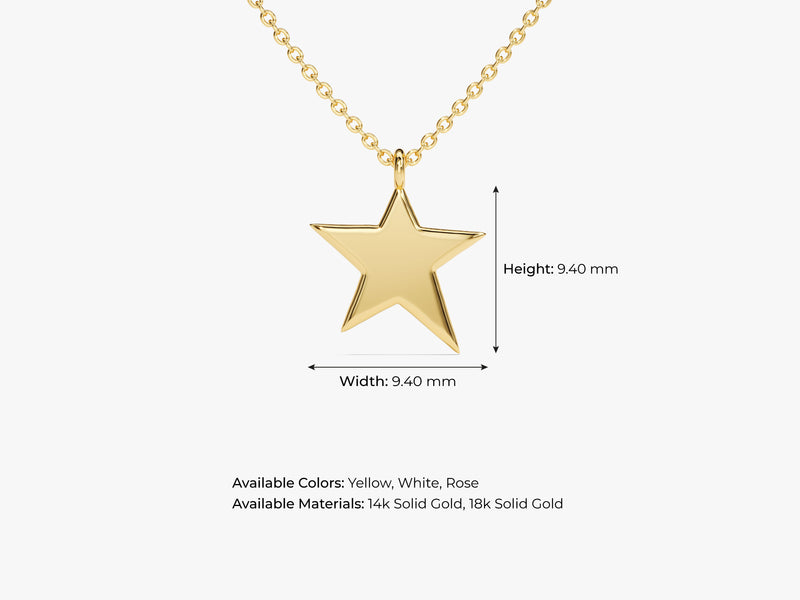 Star Charm Necklace in 14k Solid Gold