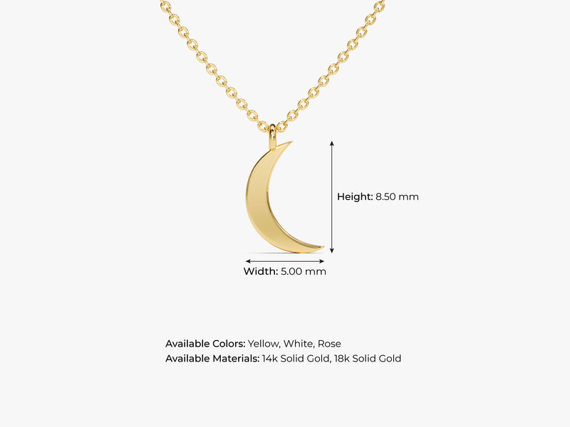 Mini Crescent Moon Necklace in 14k Solid Gold