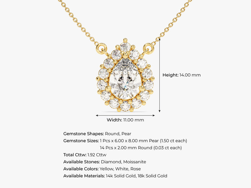 Pear Halo Necklace