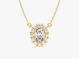 Oval Halo Diamond Necklace in 14k Solid Gold