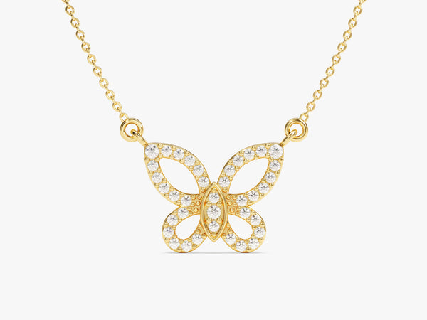 Butterfly Necklace in 14k Solid Gold