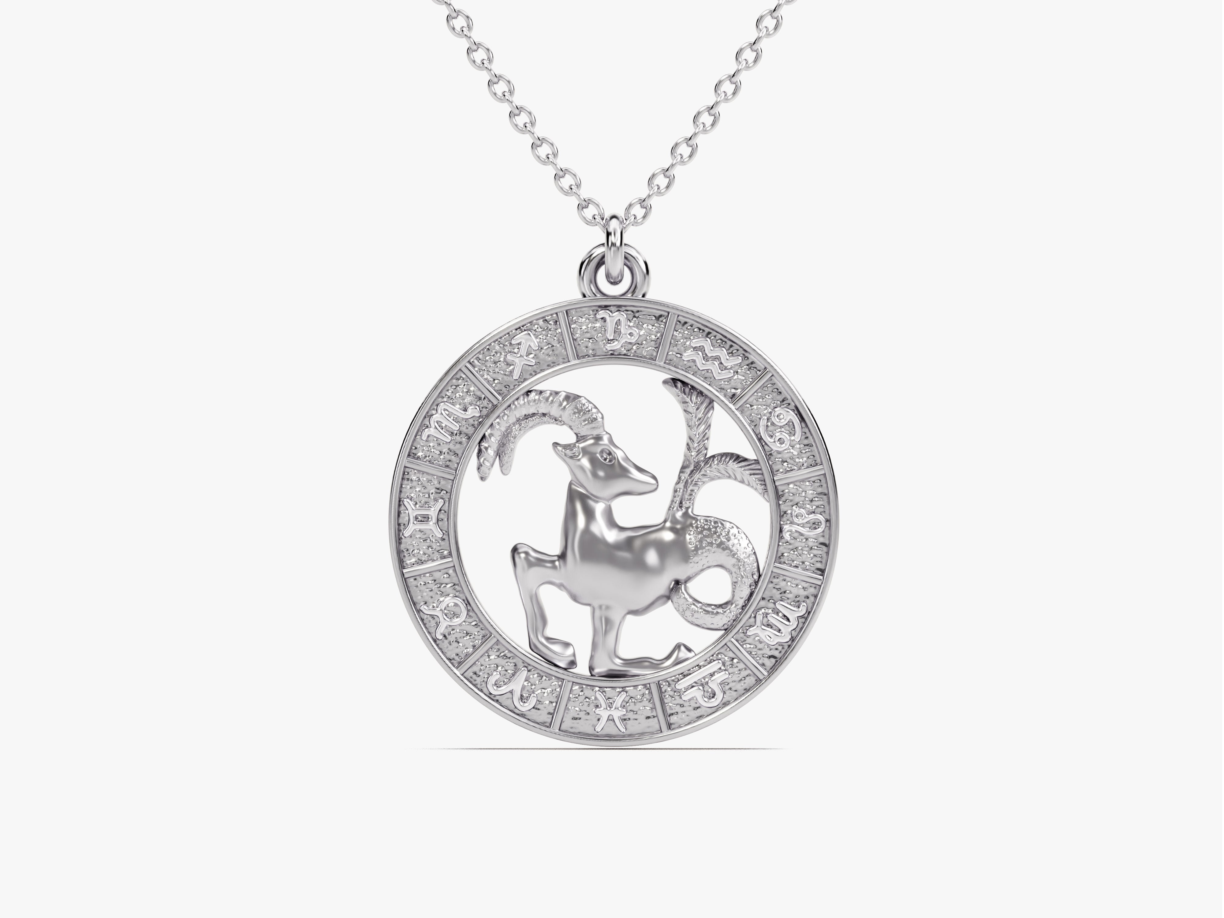 Capricorn zodiac pendant necklace, fine jewelry, astrology charm