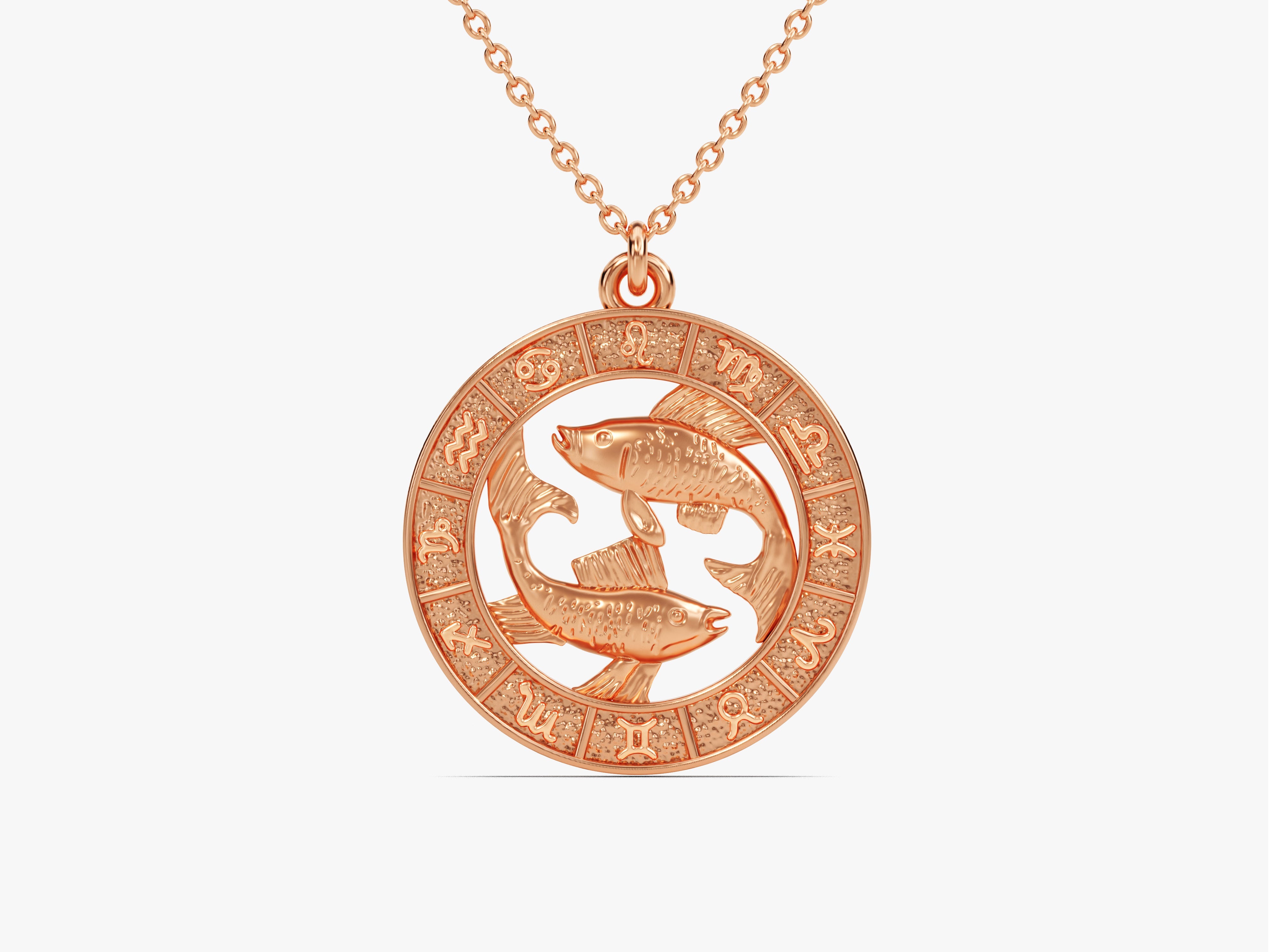 Rose gold Pisces zodiac pendant necklace for jewelry lovers