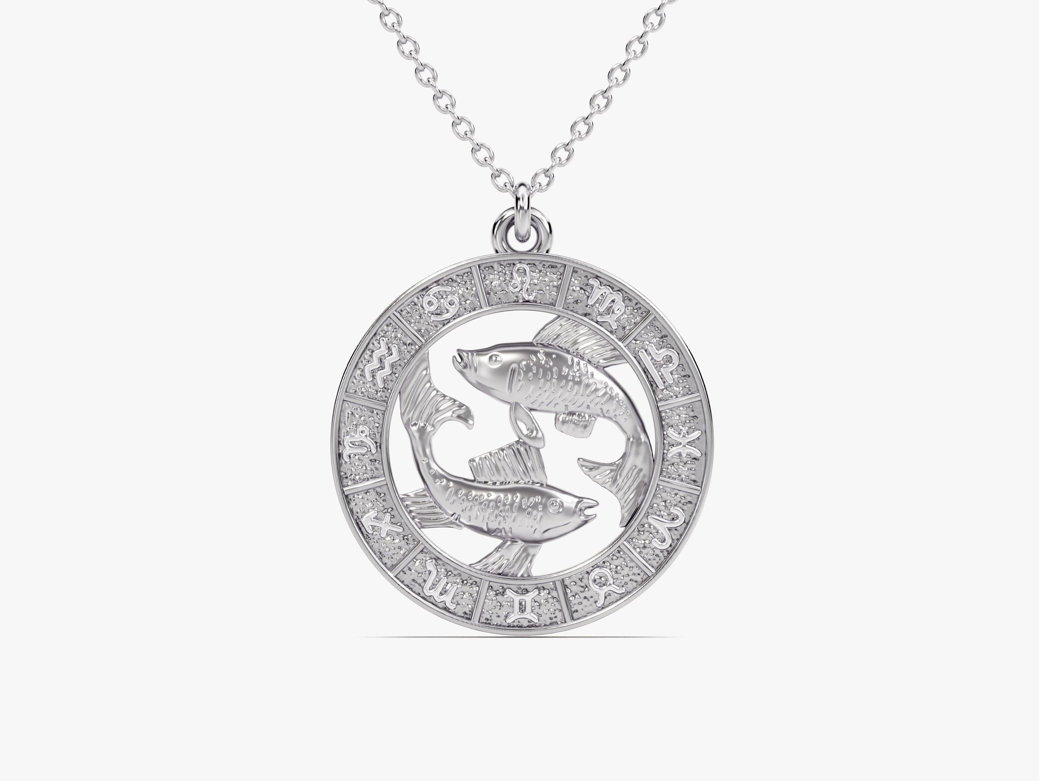 Pisces zodiac sign pendant necklace, fine jewelry, astrological charm