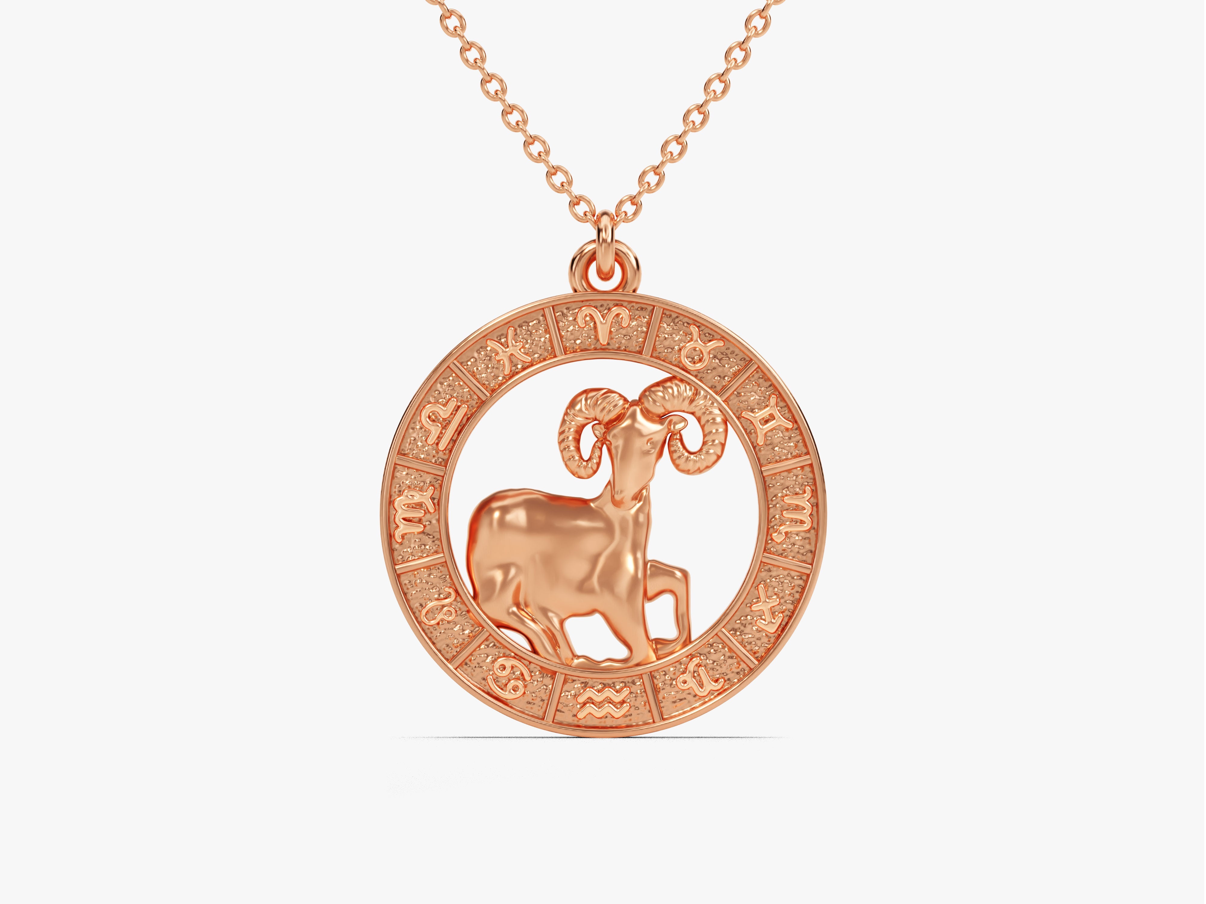 Rose gold Aries zodiac pendant necklace for jewelry lovers