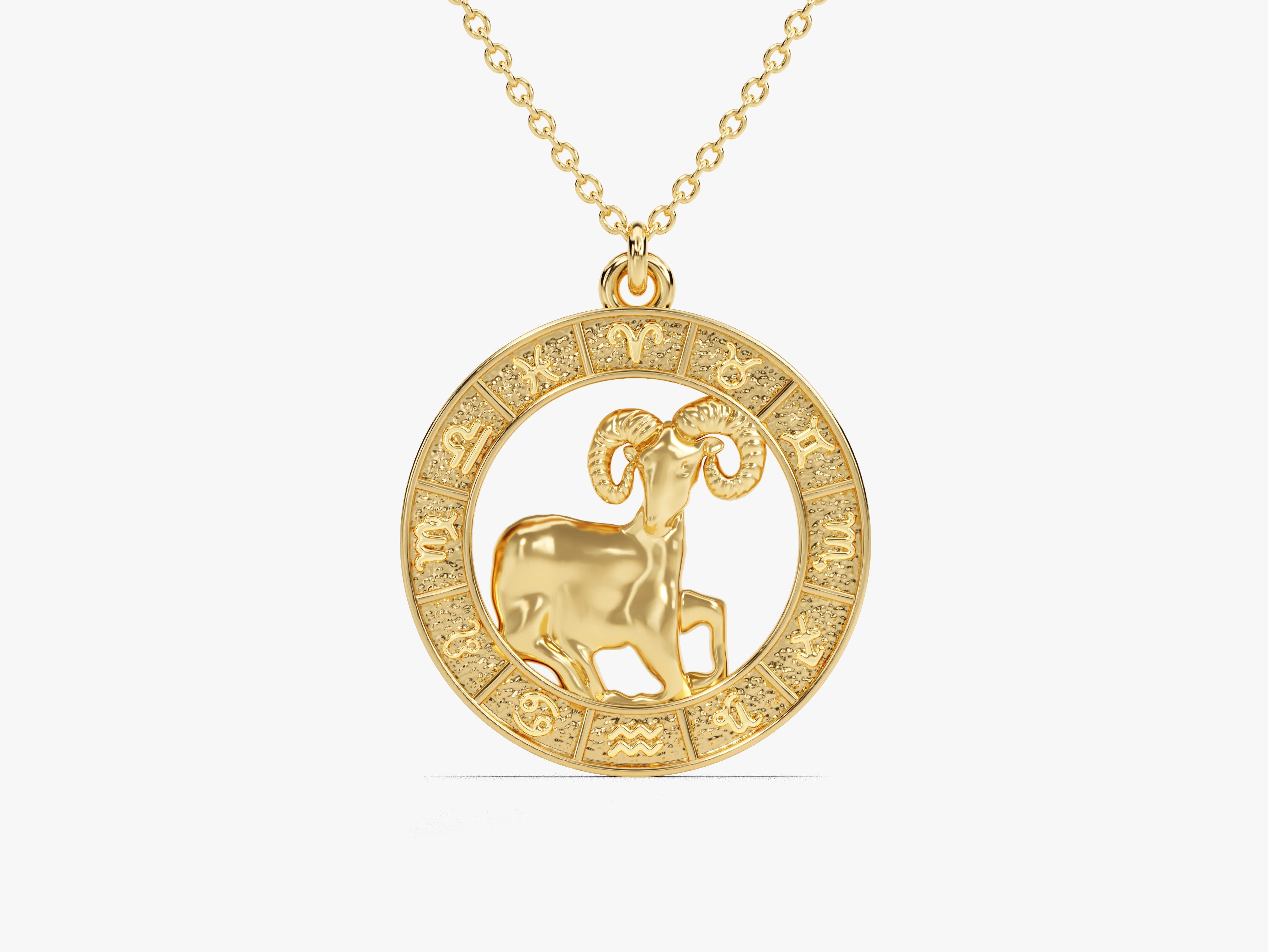 Gold Aries zodiac pendant necklace jewelry