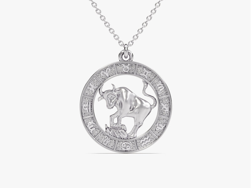 Taurus Charm Necklace in 14k Solid Gold