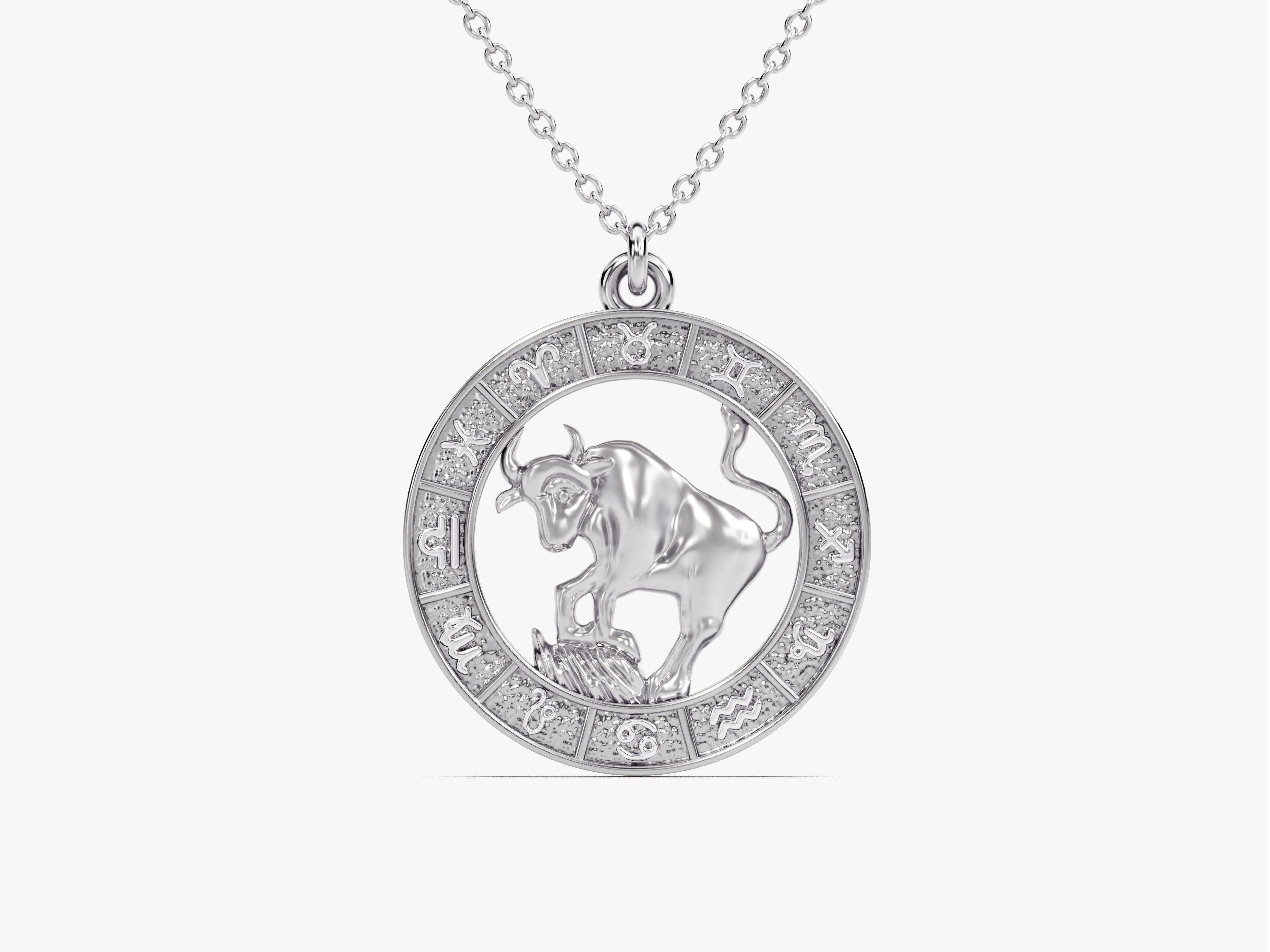 Taurus zodiac pendant necklace, sterling silver astrology jewelry