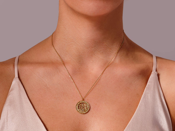 Gemini Charm Necklace in 14k Solid Gold