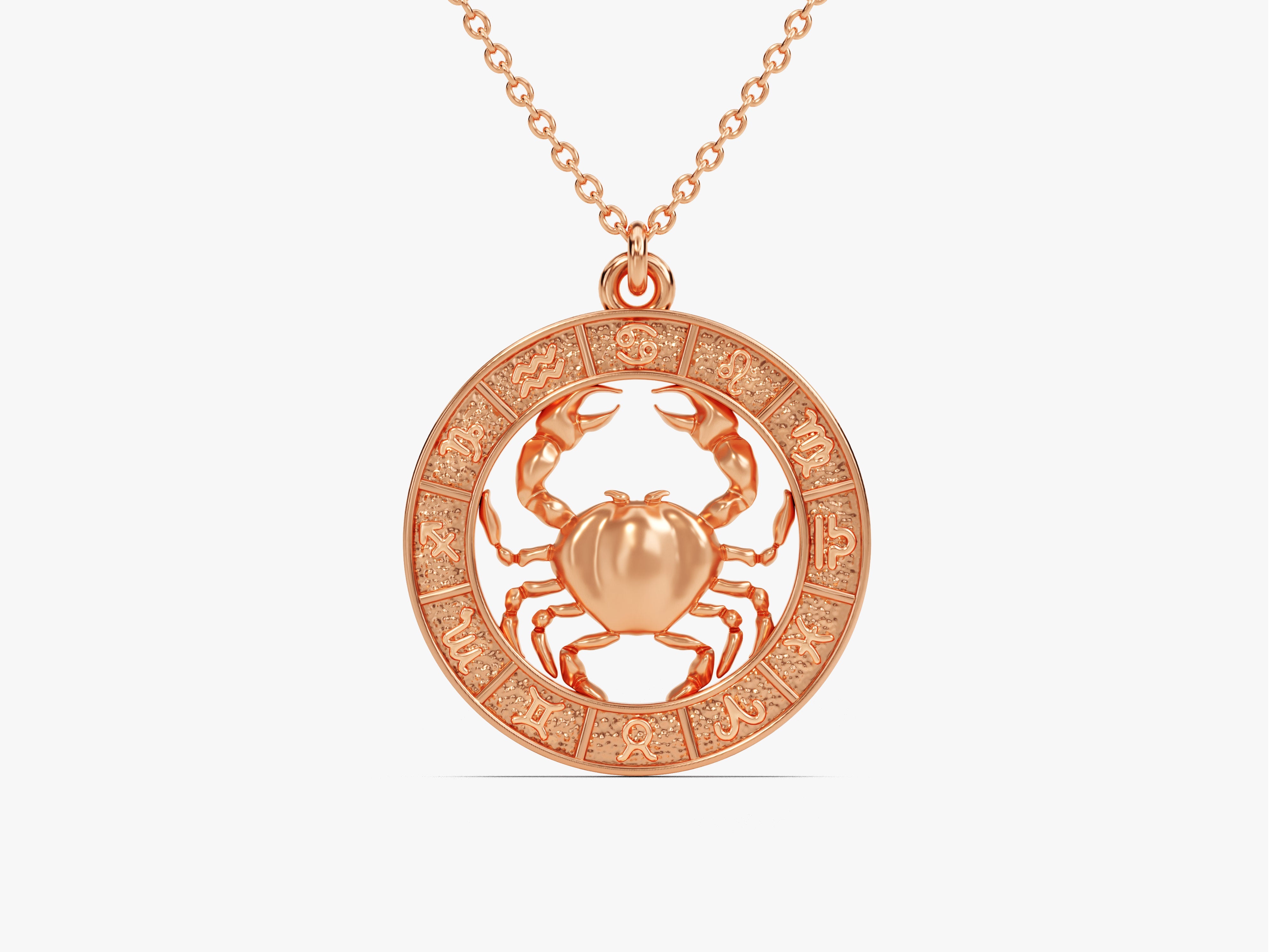 Rose gold Cancer zodiac pendant necklace jewelry