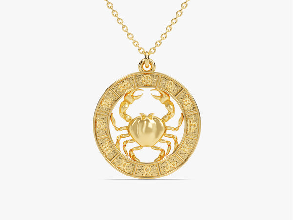 Cancer Charm Necklace in 14k Solid Gold