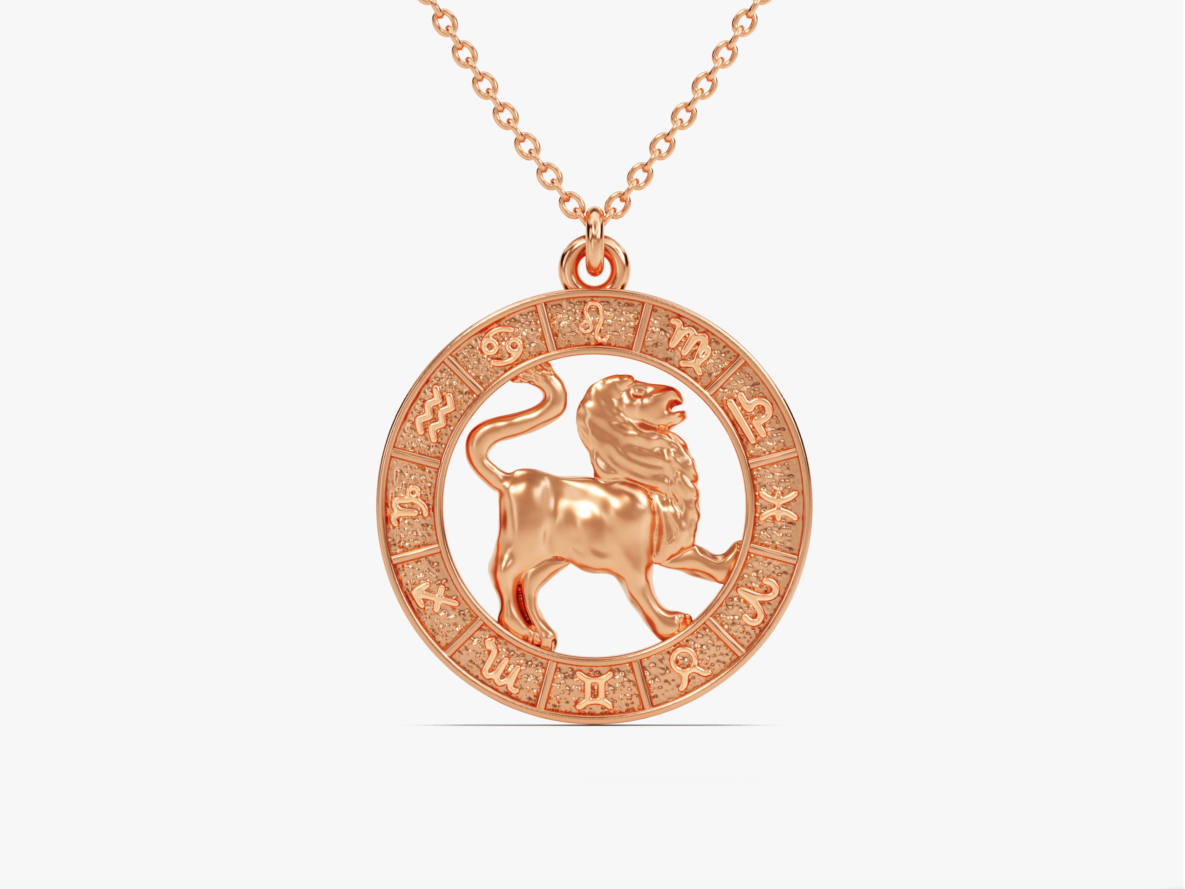 Rose gold Leo zodiac pendant necklace for jewelry lovers