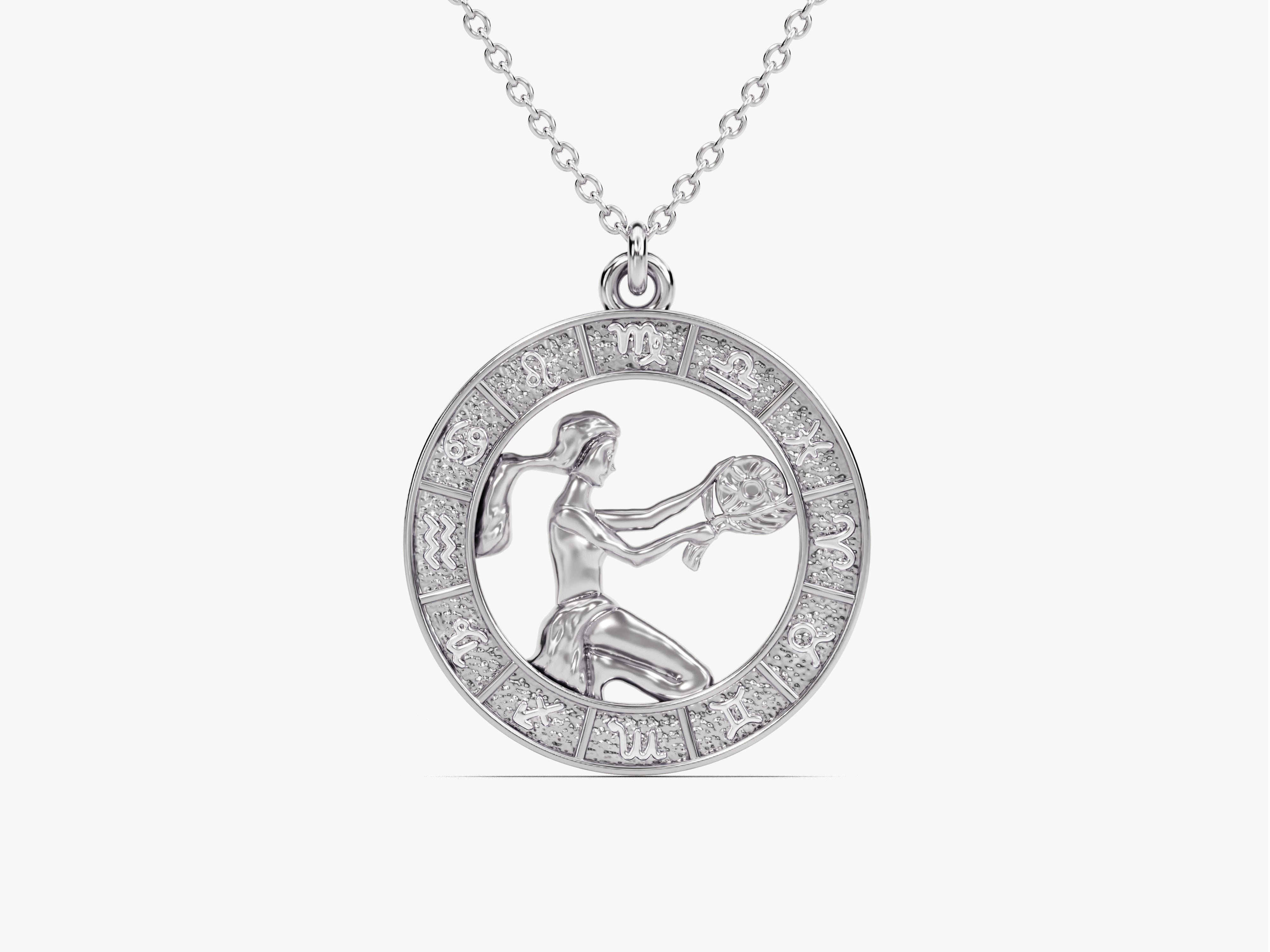 Virgo zodiac pendant necklace, fine jewelry, astrological charm