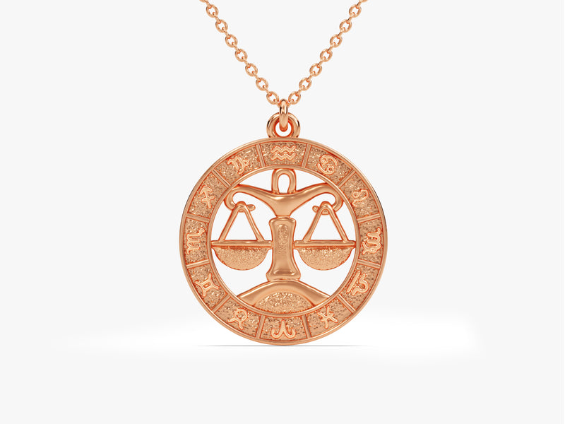 Libra Charm Necklace in 14k Solid Gold