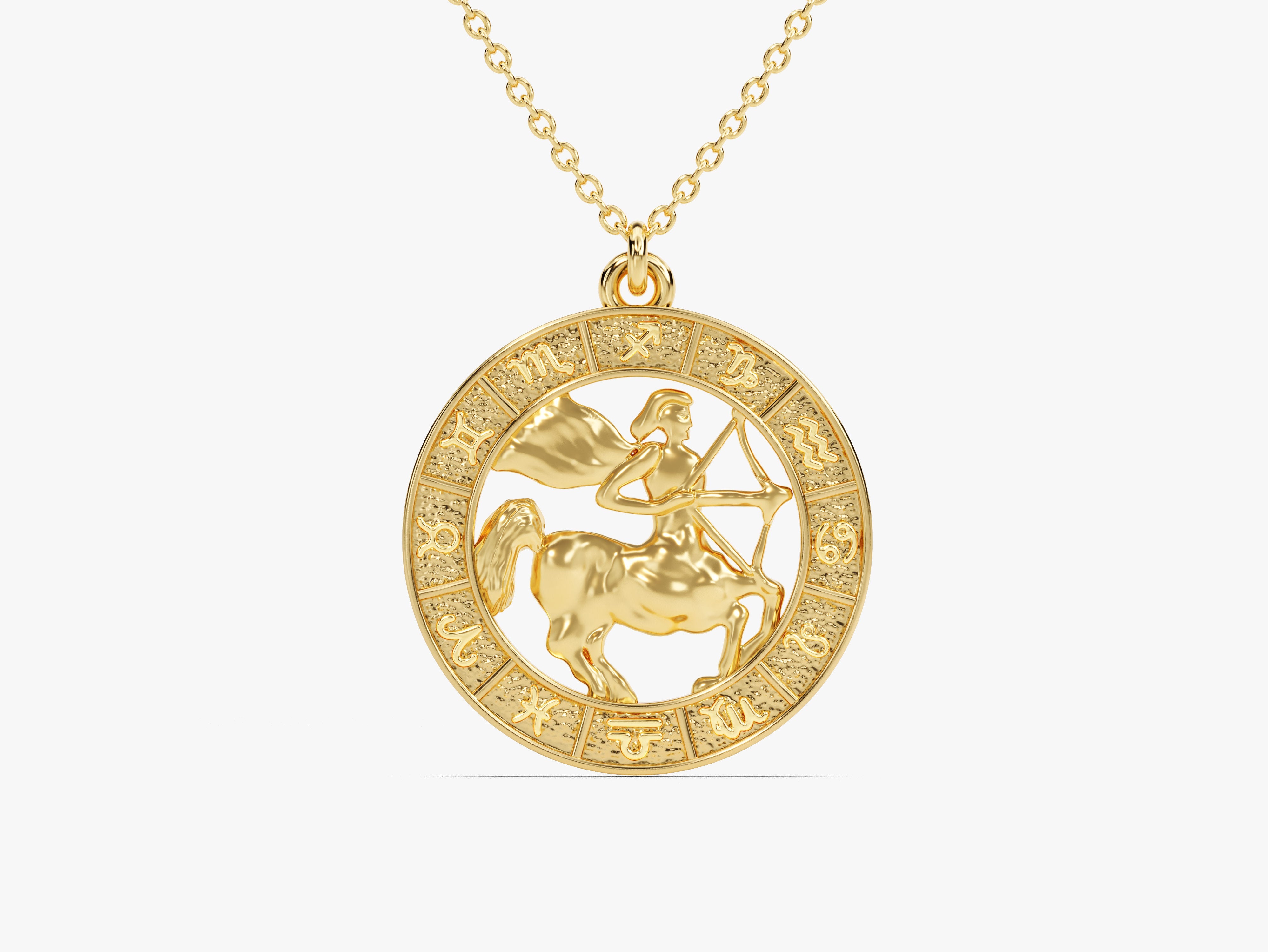 Gold Sagittarius zodiac pendant necklace for jewelry lovers