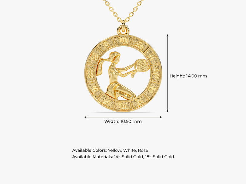 Virgo Charm Necklace in 14k Solid Gold