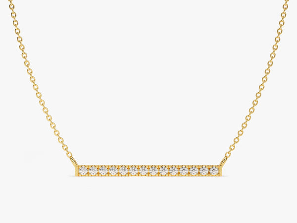 Diamond Bar Necklace in 14k Solid Gold