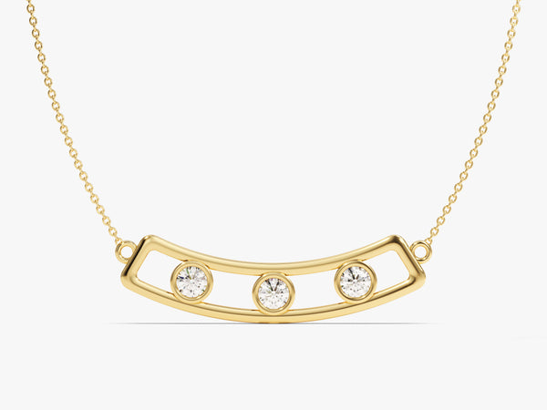 Trio Bezel Diamond Necklace in 14k Solid Gold