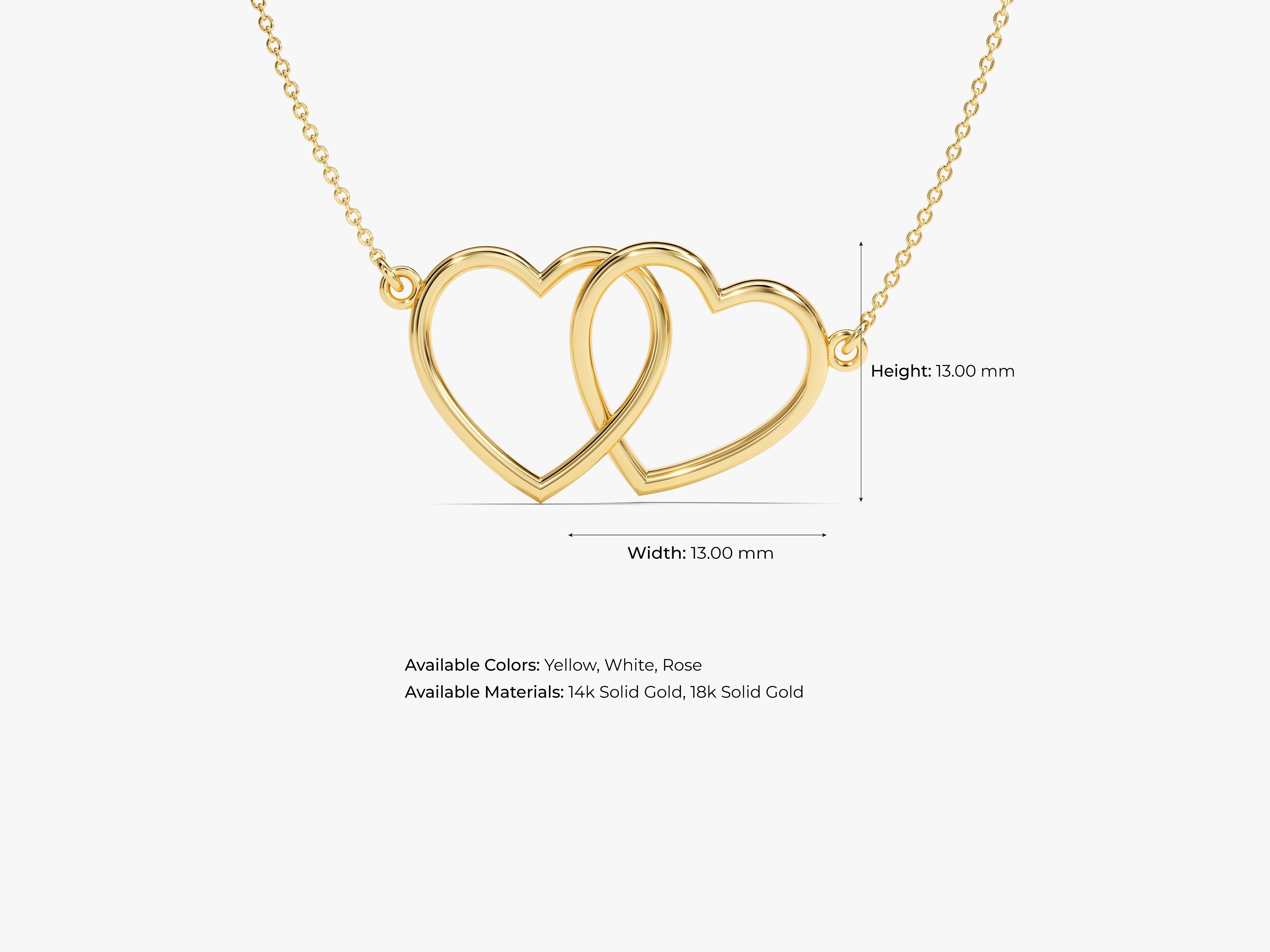 Interlocking hearts necklace, 14k gold, jewelry gift