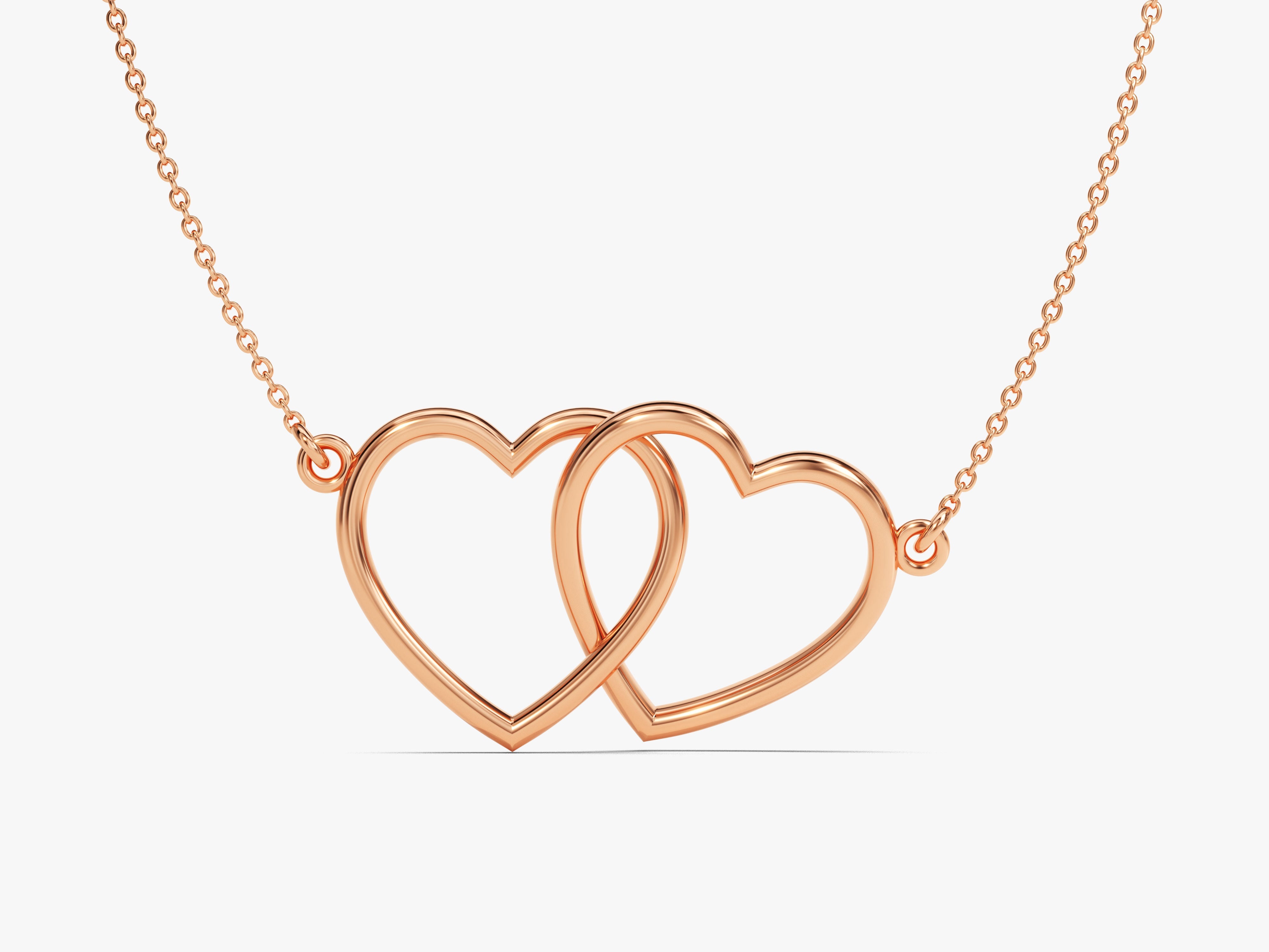 Rose gold interlocking hearts necklace jewelry