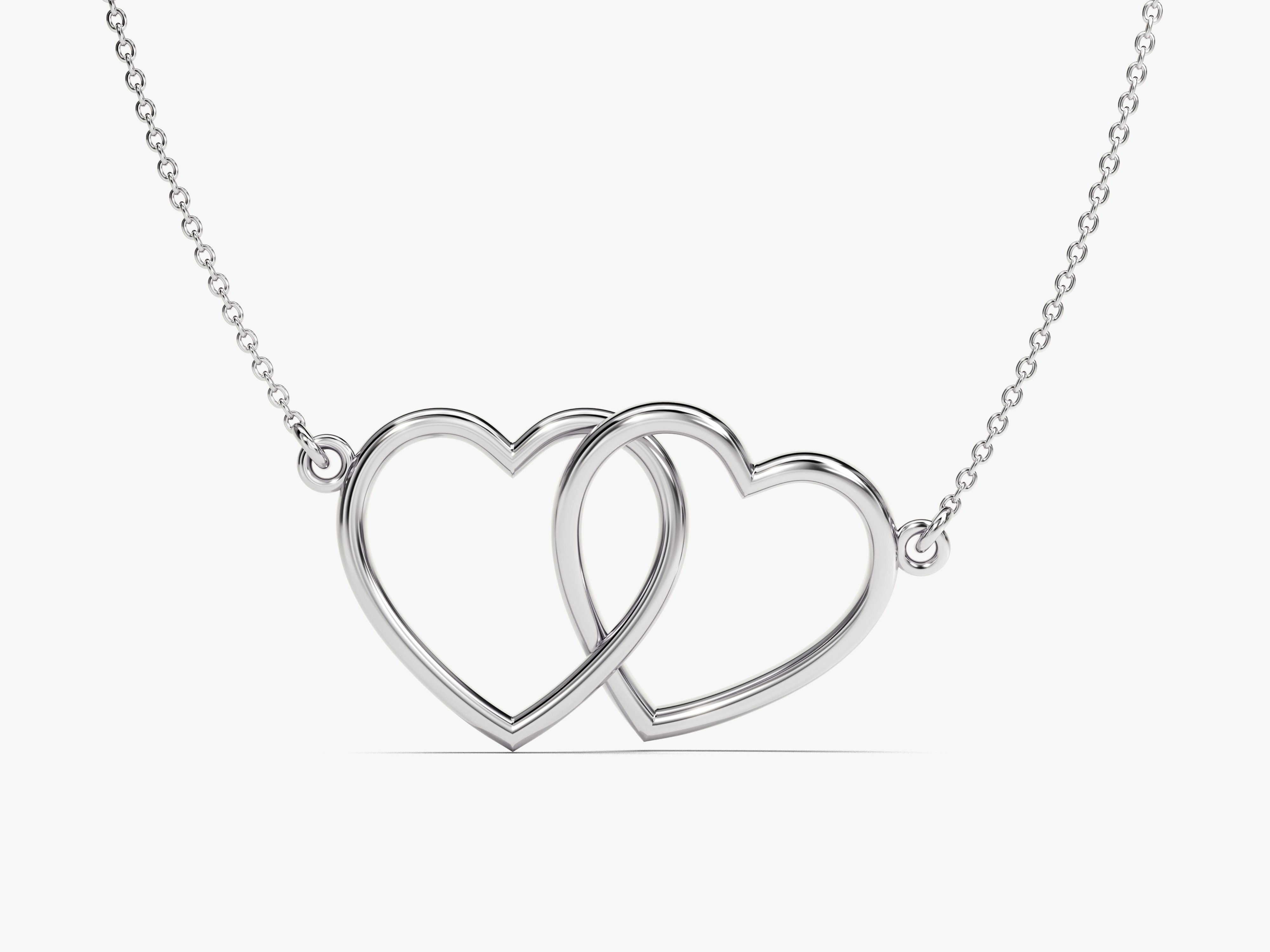 Interlocking hearts necklace, fine jewelry, romantic gift