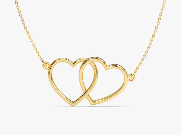 Interlocking Hearts Necklace in 14k Solid Gold