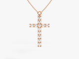 Prong Set Diamond Cross Necklace in 14k Solid Gold