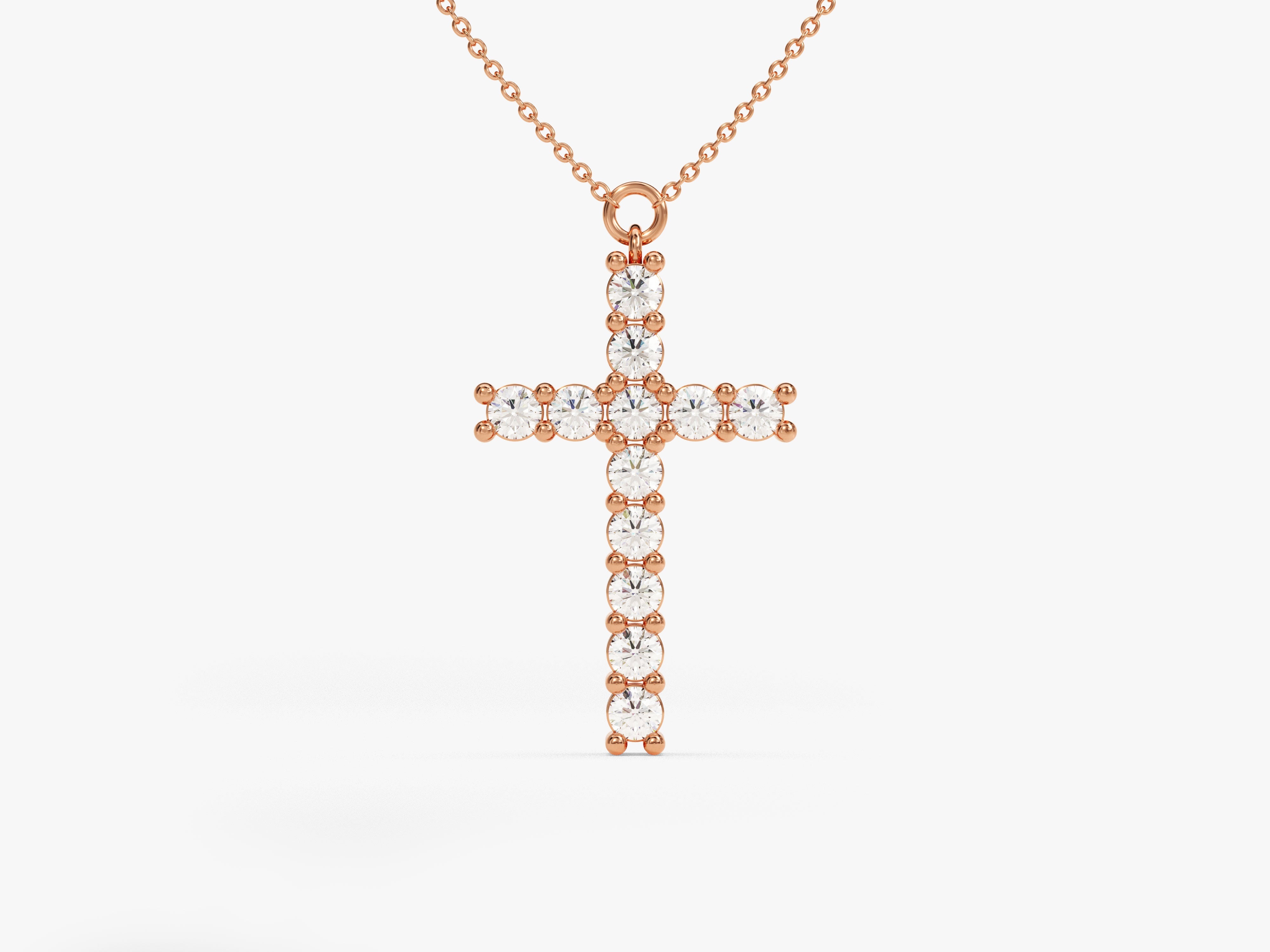 Diamond cross necklace, rose gold, fine jewelry, elegant pendant