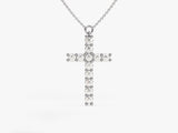 Prong Set Diamond Cross Necklace in 14k Solid Gold