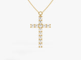 Prong Set Diamond Cross Necklace in 14k Solid Gold