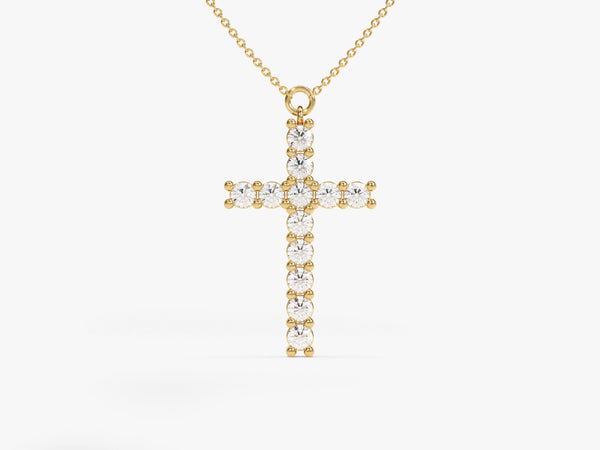 Prong Set Cross Necklace