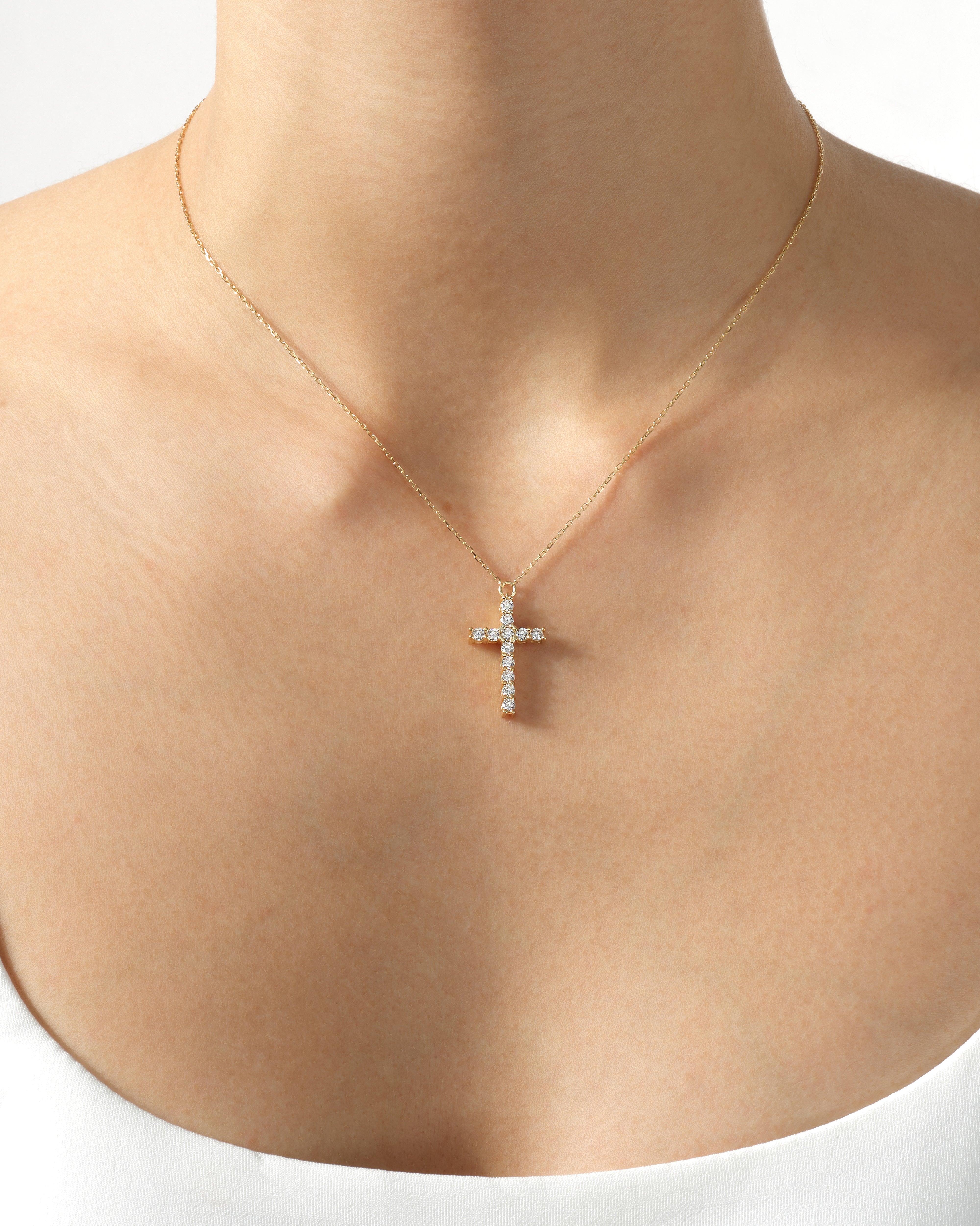 Prong Set Cross Necklace